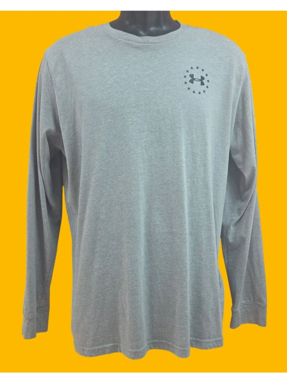 Under Armour Freedom Long Sleeve Shirt Large Gray HeatGear Loose Fit